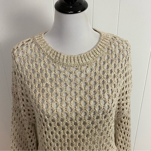 Roller Rabbit Beige Sweater Crewneck Pullover Loose Open Knit Boxy Fit Sz. Small - Picture 3 of 12
